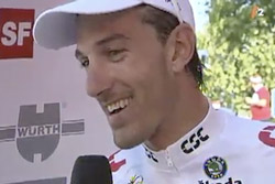 Fabian Cancellara during an interview after winning Stage 7 of Tour de Suisse